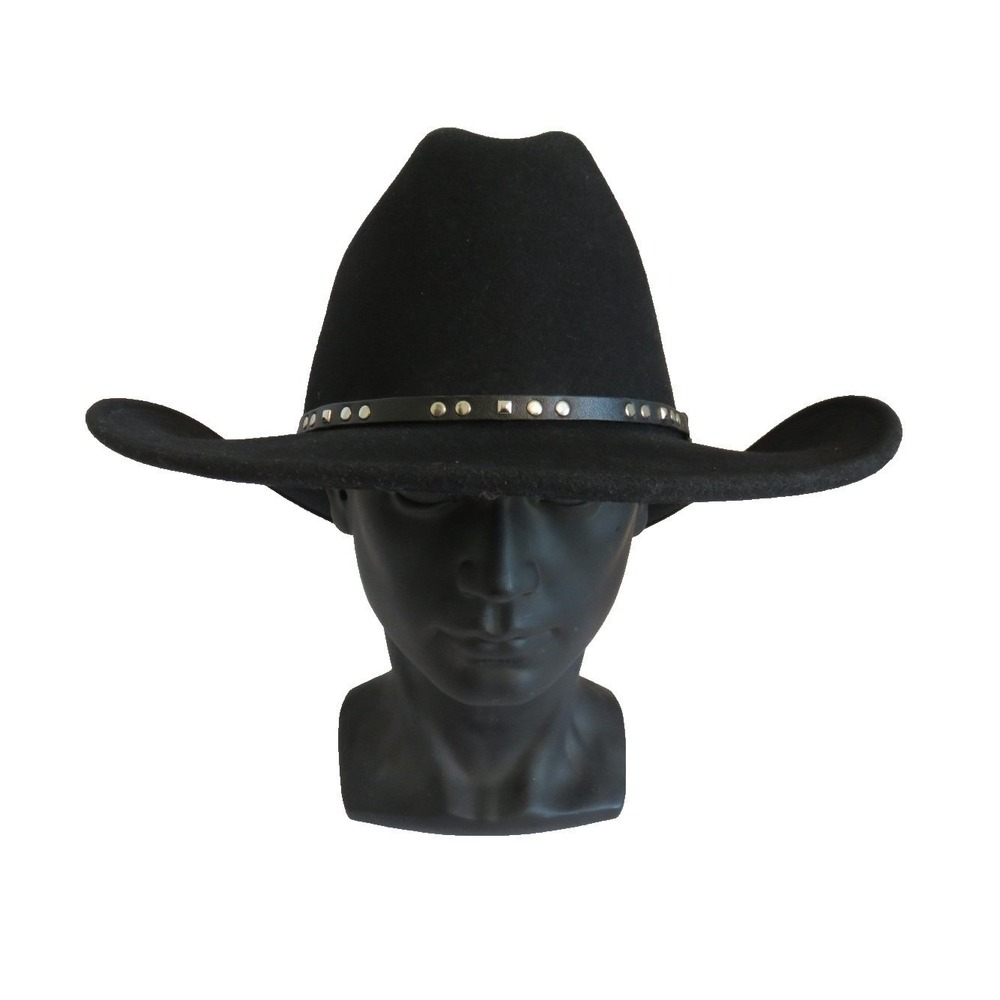 Bailey Chisolm Wool Lifefelt Cattlemen Western Hat Black Leather Stud Band Large